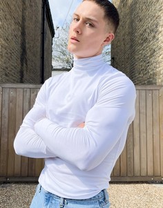 Белая трикотажная обтягивающая водолазка ASOS DESIGN-Белый