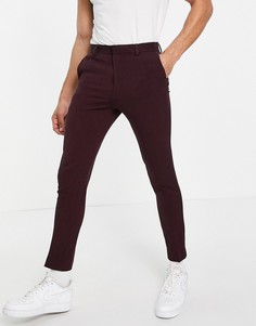 Бордовые оксфордские брюки ASOS DESIGN-Красный
