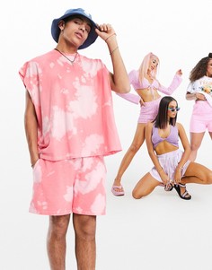 Oversized-майка персикового цвета с принтом тай-дай от комплекта ASOS DESIGN-Оранжевый цвет
