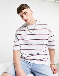 Oversized-футболка из органического хлопка в полоску синего и лососевого цвета ASOS DESIGN-Голубой