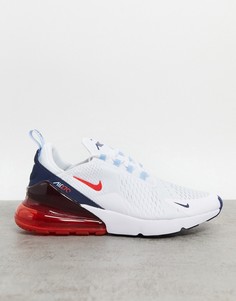 Белые кроссовки с красными вставками Nike Air Max 270-Белый
