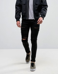 Черные зауженные джинсы с рваной отделкой Criminal Damage-Черный