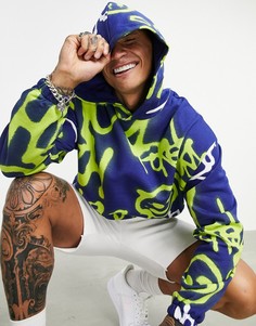 Oversized-худи со сплошным принтом в стиле граффити от комплекта ASOS DESIGN-Многоцветный