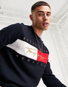 Темно-синий свитшот с большим логотипом в виде флага Tommy Hilfiger