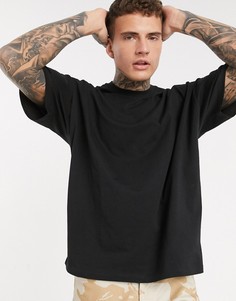 Черная oversized-футболка из органического хлопка с круглым вырезом ASOS DESIGN-Черный