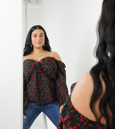 Топ с принтом вишни Wednesdays Girl Curve-Черный