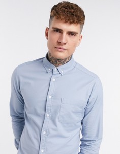 Пыльно-голубая оксфордская рубашка облегающего кроя ASOS DESIGN-Голубой