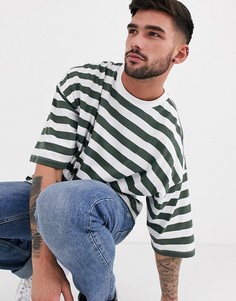 Oversized-футболка из органического хлопка в зеленую полоску ASOS DESIGN-Зеленый цвет