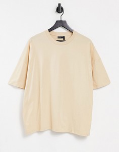 Бежевая oversized-футболка из органического хлопка ASOS DESIGN-Бежевый