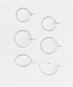 Набор из 3 пар серебристых серег-колец Weekday-Серебристый