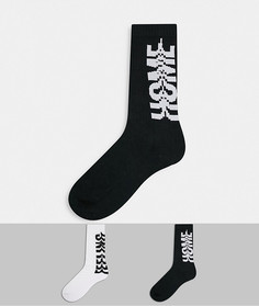 Набор из 2 пар спортивных носков со смазанными надписями ASOS DESIGN-Многоцветный