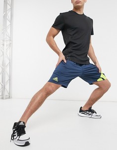 Синие шорты с логотипом и 3 полосками adidas Training-Голубой