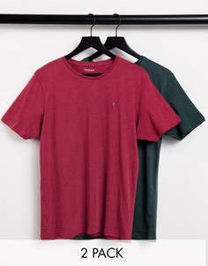 Набор из 2-х футболок для дома (зеленая и красная) Farah Oakmont-Многоцветный