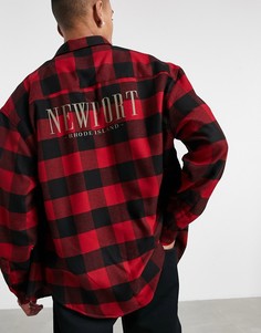 Oversized-рубашка в стиле 90-х с принтом города на спине ASOS DESIGN-Красный