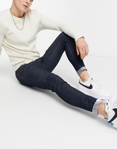 Джинсы из необработанного денима с напылением из органического хлопка Topman-Голубой