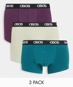 Набор из 3 пар боксеров-брифов разных цветов ASOS DESIGN-Многоцветный