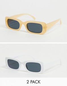 Набор из 2 пар солнцезащитных очков бежевого и белого цвета в оправе в стиле ретро SVNX-Многоцветный