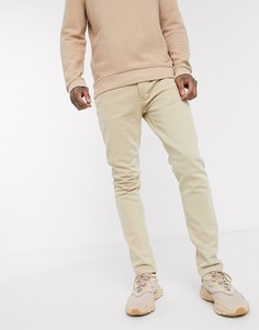Выбеленные эластичные джинсы светло-бежевого цвета и зауженного кроя из органического хлопка Topman-Белый