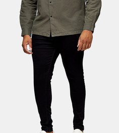 Черные зауженные джинсы из эластичного органического хлопка Topman Big & Tall-Черный цвет