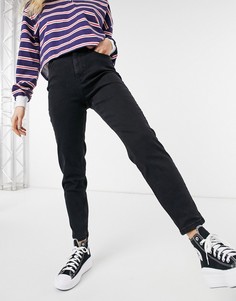 Черные джинсы в винтажном стиле с завышенной талией Pieces-Черный цвет