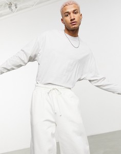 Белый лонгслив из органического хлопка в стиле "oversized" ASOS DESIGN-Серый