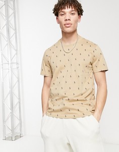 Бежевая футболка для дома со сплошным принтом логотипа в виде пони Polo Ralph Lauren-Нейтральный