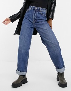 Синие выбеленные oversized-джинсы в винтажном стиле Topshop One-Голубой