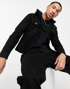 Черная джинсовая куртка скинни с капюшоном ASOS DESIGN-Черный цвет