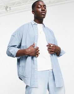 Синяя вельветовая рубашка в стиле extreme oversized от комплекта ASOS DESIGN-Голубой
