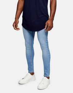 Светлые выбеленные джинсы из органического хлопка с напылением Topman-Голубой
