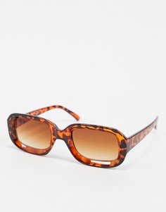 Узкие солнцезащитные очки в стиле ретро 70-х в квадратной черепаховой оправе AJ Morgan-Коричневый