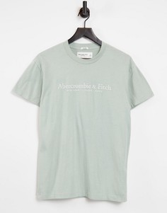 Футболка мятного цвета с вышитым логотипом Abercrombie & Fitch-Зеленый цвет