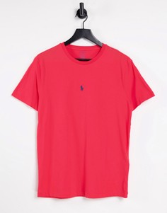 Ярко-красная футболка с короткими рукавами и логотипом в виде игрока поло по центру Polo Ralph Lauren-Красный