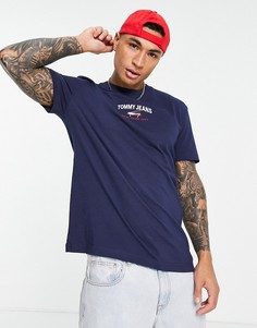 Темно-синяя футболка с логотипом в классическом стиле Tommy Jeans-Темно-синий