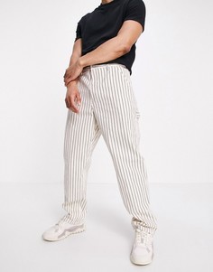 Белые свободные брюки прямого кроя в полоску Carhartt WIP Trade Single-Темно-синий