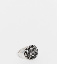 Серебристое кольцо-печатка с отделкой в виде сердца Reclaimed Vintage Inspired-Серебристый