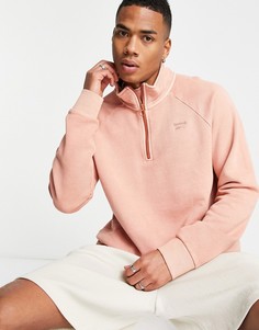 Окрашенный натуральными красителями розовый свитшот на короткой молнии Reebok Classics-Оранжевый цвет