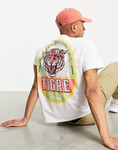 Свободная белая футболка с принтом тигра ASOS DESIGN-Белый