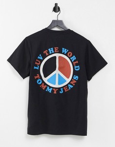Черная футболка с принтом на спине "Luv the world" и логотипом из капсульной коллекции Tommy Jeans-Черный цвет
