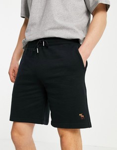 Черные трикотажные шорты с логотипом Abercrombie & Fitch-Темно-синий
