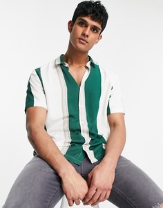 Рубашка в полоску зеленого цвета с короткими рукавами  River Island-Зеленый цвет