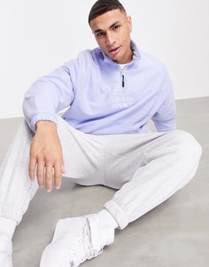 Пастельно-голубой флисовый свитшот в стиле oversized с короткой молнией ASOS DESIGN