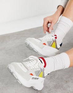 Серые кроссовки на толстой подошве Love Moschino-Многоцветный