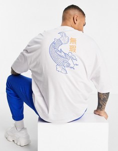 Белая oversized-футболка с принтом на спине ASOS DESIGN-Фиолетовый цвет