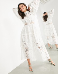 Белое платье-рубашка с вышивкой ришелье ASOS EDITION-Белый