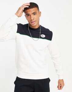 Белый свитшот с круглым вырезом и черной вставкой Lacoste