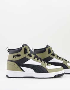 Бело-черно-зеленые кроссовки Puma Rebound Joy-Белый