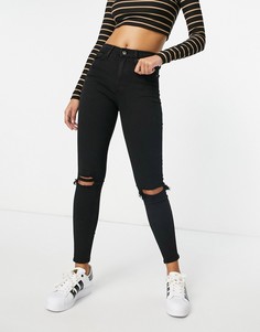 Черные джинсы со рваной отделкой Topshop Jamie-Черный цвет