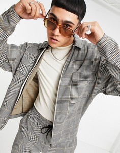 Строгая спортивная куртка из трикотажа в клетку от комплекта ASOS DESIGN-Серый