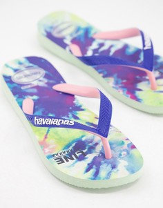 Шлепанцы голубого и зеленого цвета с принтом тай-дай Havaianas Top-Многоцветный